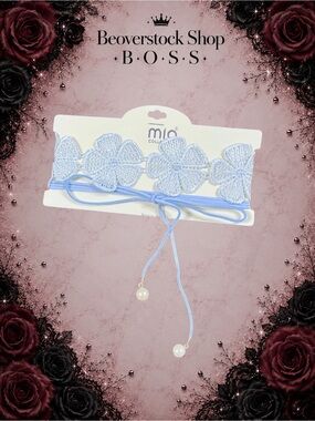 NEW MIA Collection Light Blue Floral Lace Choker Necklace Set